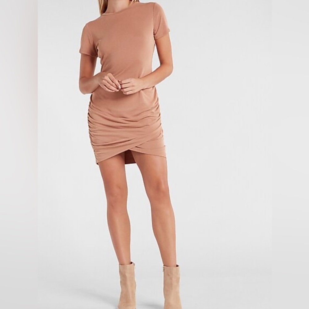 EXPRESS Silky Sueded Jersey Ruched T-Shirt Dress size M